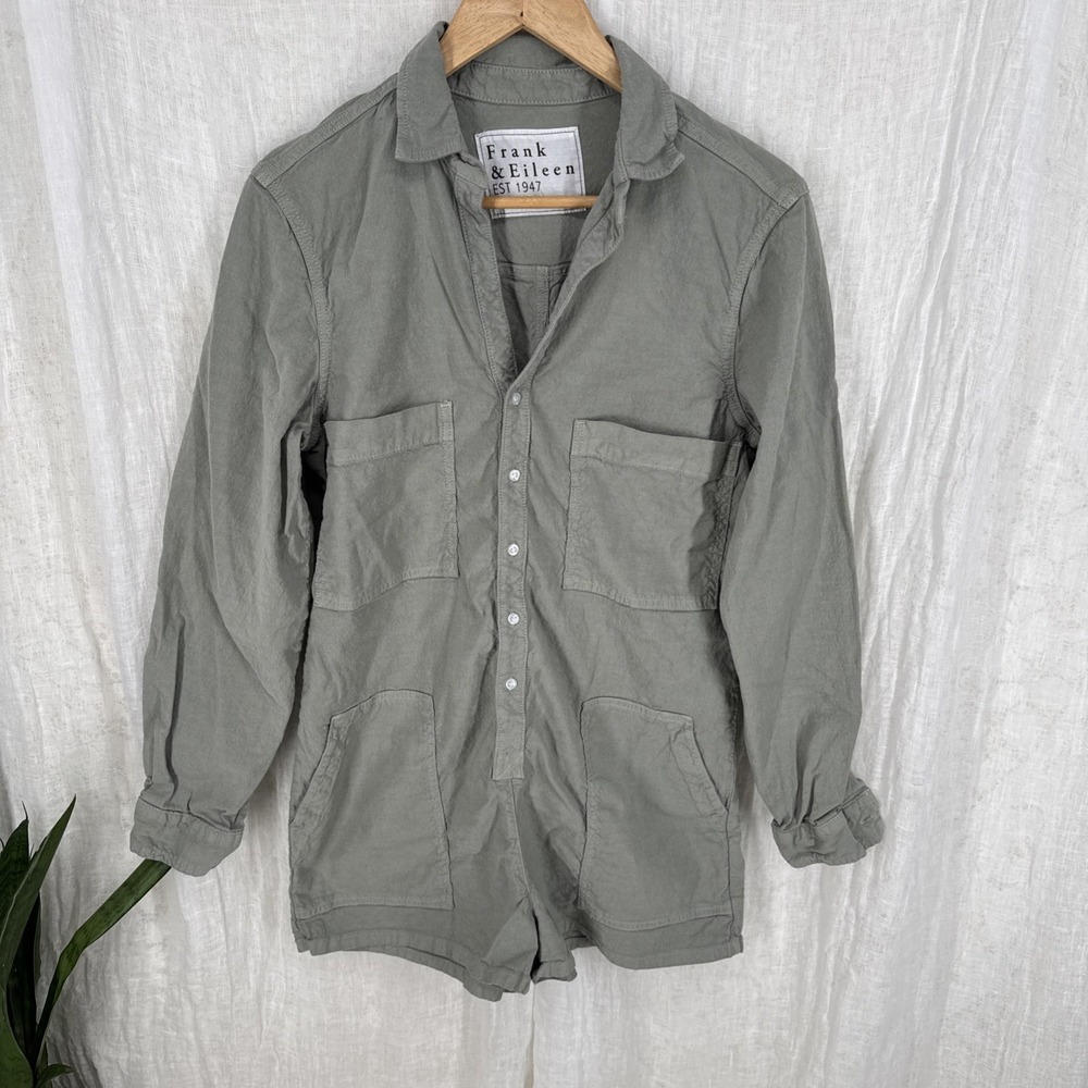 Frank Eileen Ireland Playsuit Romper M Utility Minimalist Chic Sage Jumpsuit